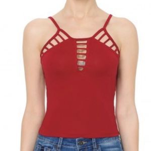 Front caged cami crop top